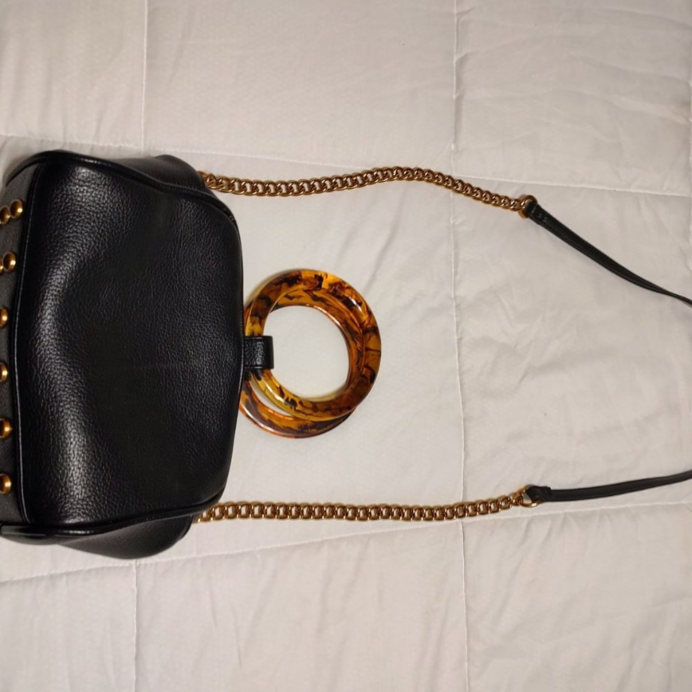 WOMEN'S BLACK & TORTOISE "DREAM CONTROL" HANDBAG W/LONG STRAP